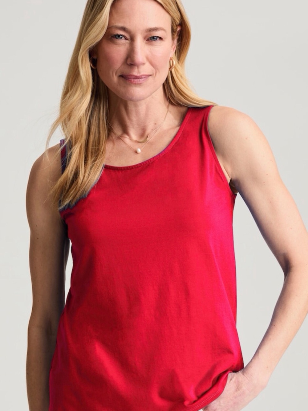 J. Jill Sleeveless Scoop Stretch Knit Tank Top - Berry Red Size-M EUC